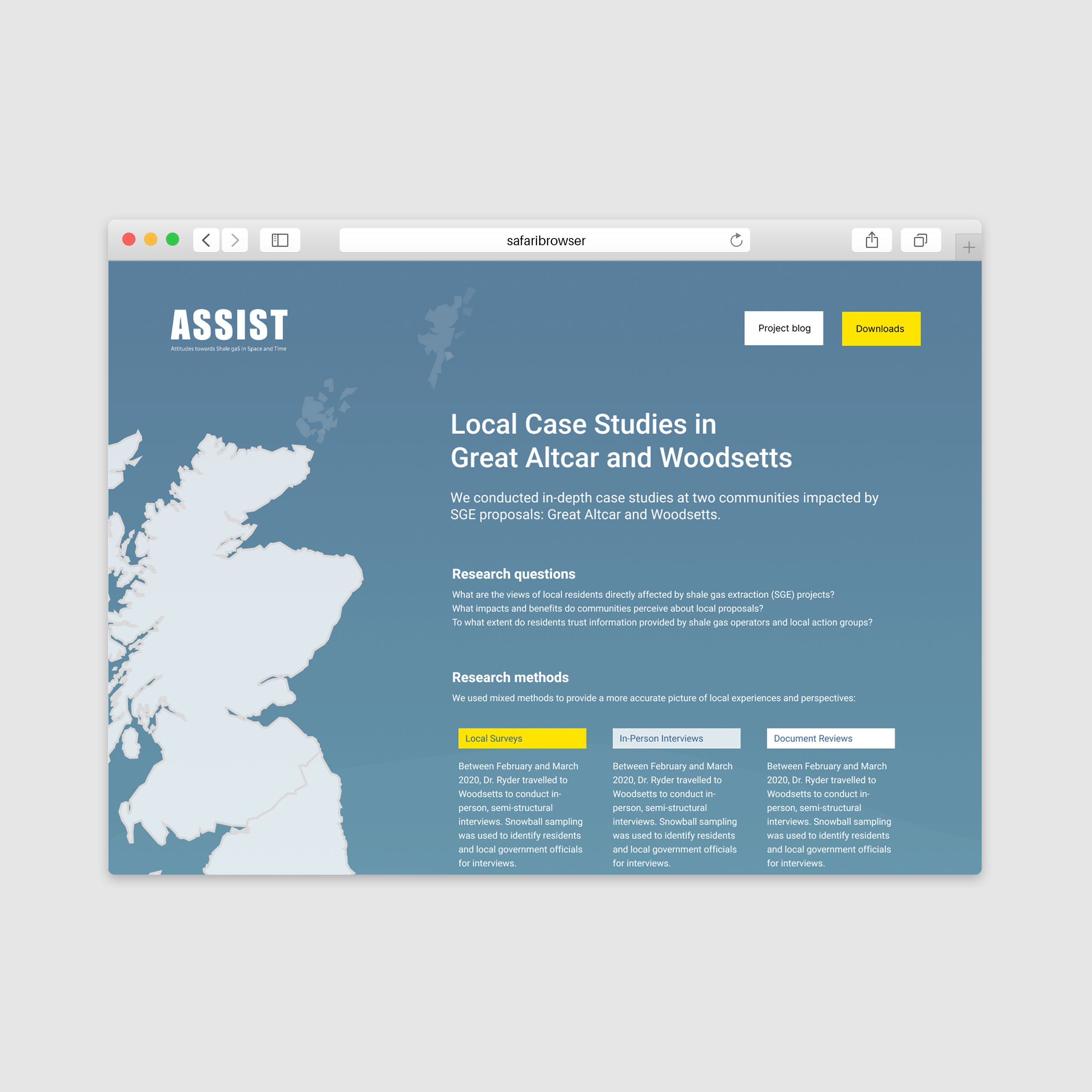 ASSIST visual data portal website homepage mockup